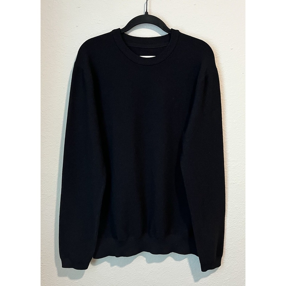 YoungLA Sweater Men's Large Black Crew Neck Long Sleeve Stretchy Minimalist